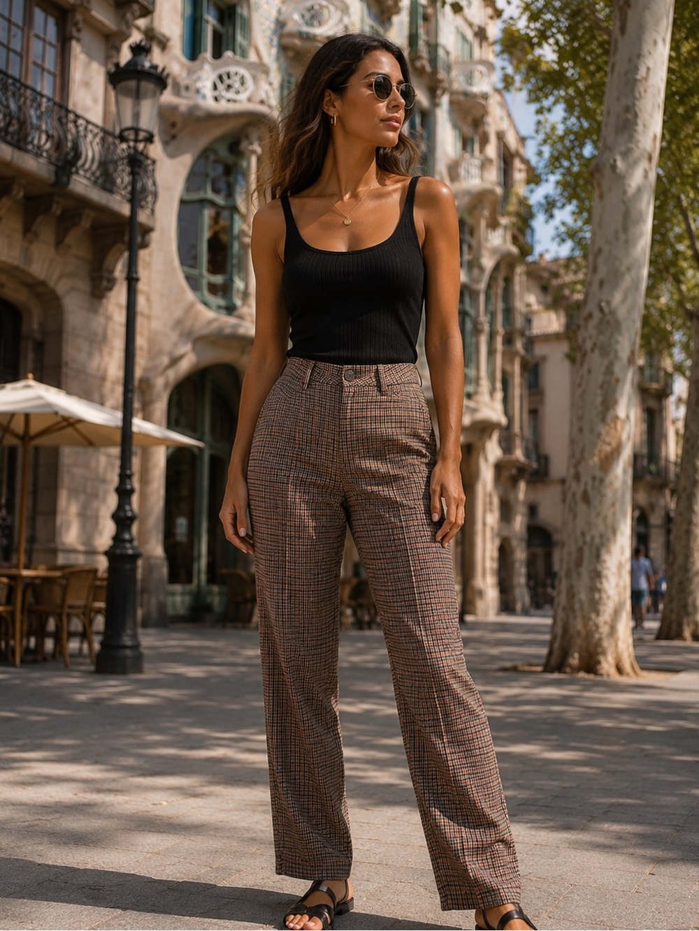 Tommy Hilfiger Women's Checkered Pants - Black and Red